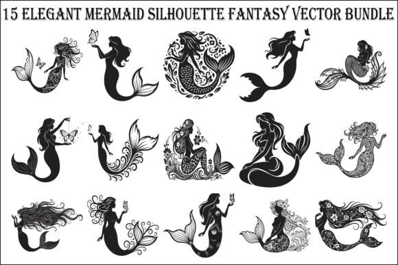 15 Elegant Mermaid Silhouette Fantasy Graphics for Blog & Editorial Design