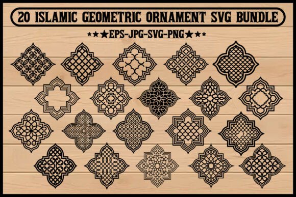 20 Islamic Geometric Ornament SVG Bundle – Elegant Graphics for Rich Brand Illustrations