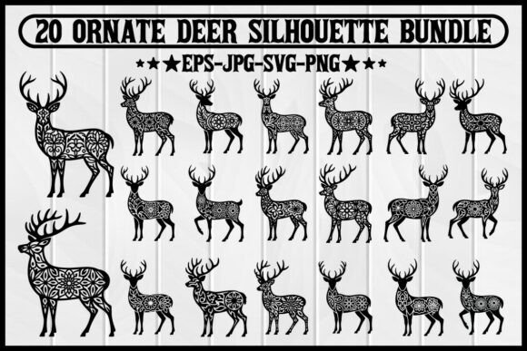 20 Ornate Deer Silhouette Graphics & Illustrations for Crafters & Handmade Sellers