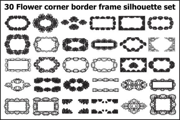 30 Flower Corner Border Frame Silhouette Graphics & Illustrations for Local Branding
