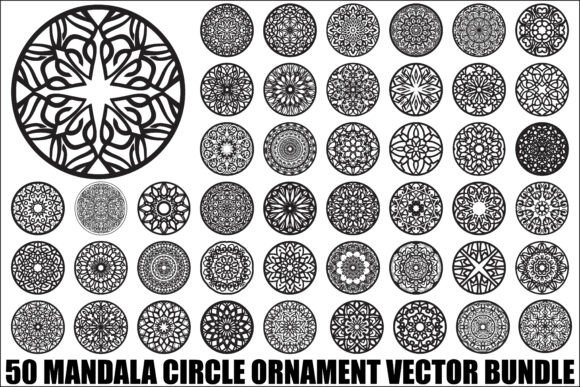 50 Mandala Circle Ornament Vector Bundle: Elegant Graphics for Branding & Visual Content