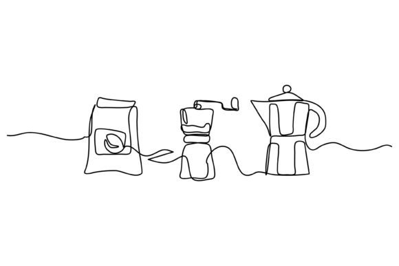 Continuous Line Design of Coffee – A Minimalist Graphic for Modern Branding