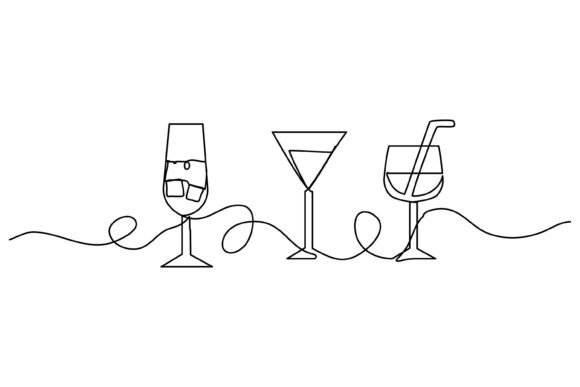 Continuous Line Design of Party – A Versatile Graphic for Festive Branding and Packaging