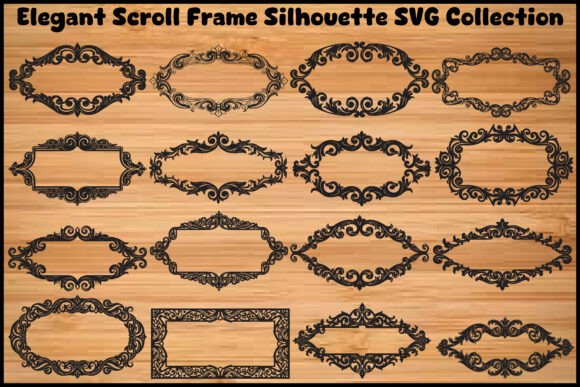 Elegant Scroll Frame Silhouette SVG Bundle – Vintage Illustrations for Sophisticated Graphics