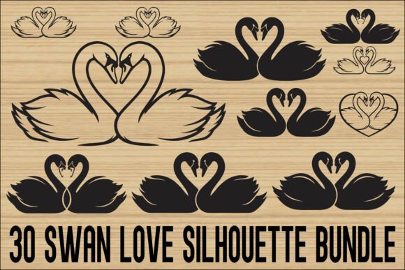Elegant Swan Love Silhouette SVG Graphics Bundle for Branding & Marketing Illustrations