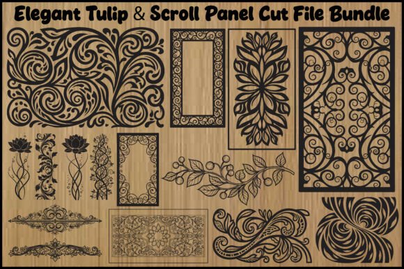 Elegant Tulip Scroll Panel SVG Bundle – Premium Graphics for Lifestyle & Editorial Design