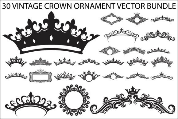 Elegant Vintage Crown Graphics for Business Branding & Packaging