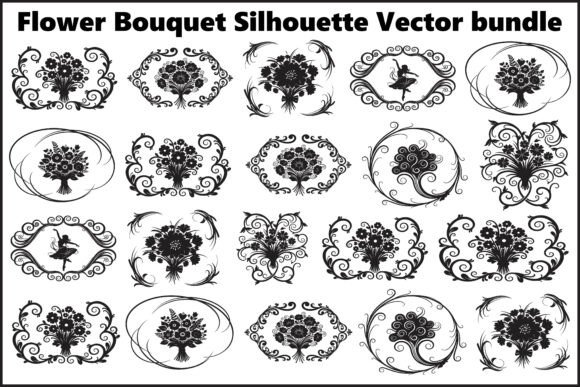 Flower Bouquet Silhouette Vector Bundle – Elegant Illustrations for Digital Sellers