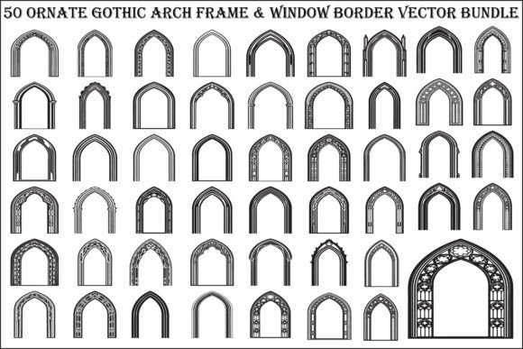 Gothic Arch Frame SVG Bundle: Elegant Illustrations for Distinctive Brand Graphics