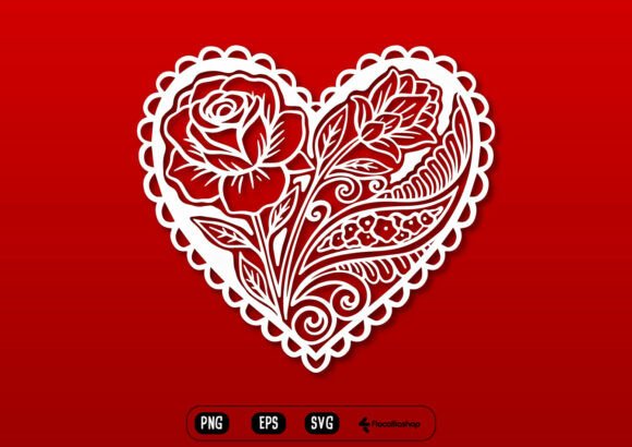 Intricate Valentine Rose Heart SVG for Brand Graphics & Illustrations