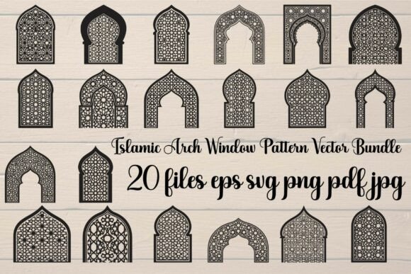 Islamic Arch Window Pattern Vector: Elegant Graphics for Rich Editorial Design