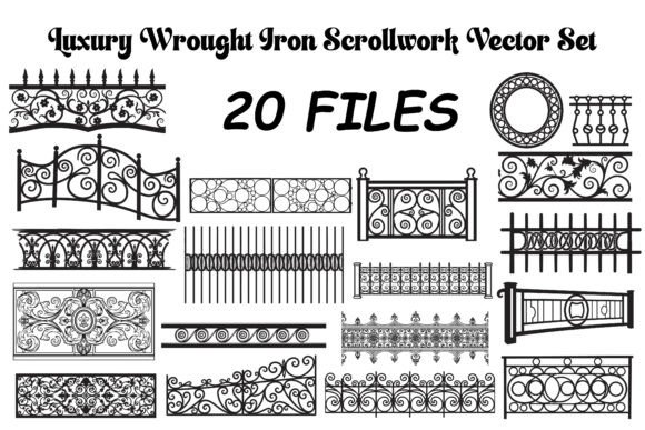 Luxury Wrought Iron Scrollwork Vector Graphics for Premium Brand Illustrations