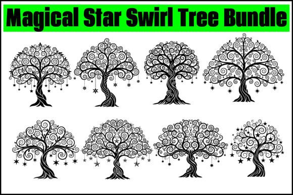 Magical Star Swirl Tree Bundle – Graphics & Illustrations for Enchanting Branding