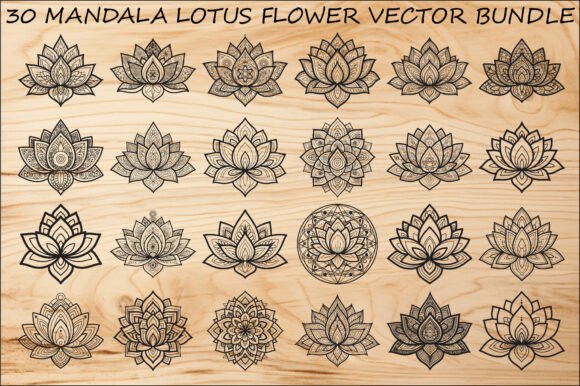 Mandala Lotus Flower SVG Bundle: Elegant Graphics for Local Brand Illustrations