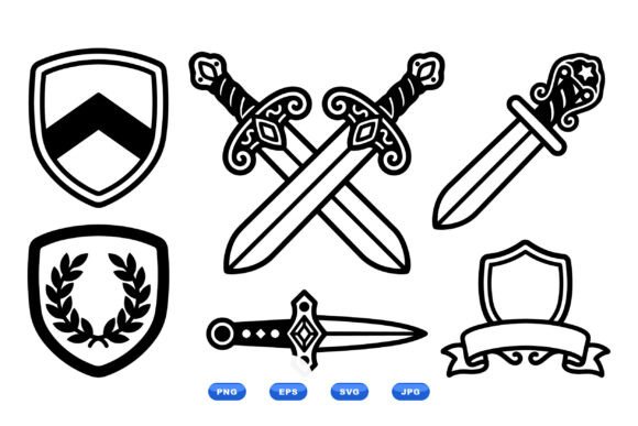 Medieval Sword Shield Clipart: Bold Graphics for Branding and Packaging