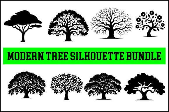 Modern Tree Silhouette Bundle – Clean Graphics for Crafters & Illustrations for Makers