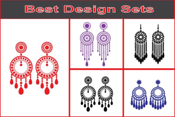 Ornamental Earrings Vector Design Set: Elegant Graphics for Editorial and Web Publishing