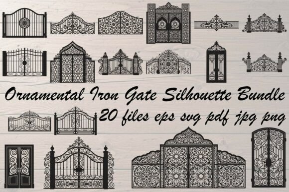 Ornamental Iron Gate Silhouette Bundle – Elegant Graphics for Crafters & Etsy Sellers