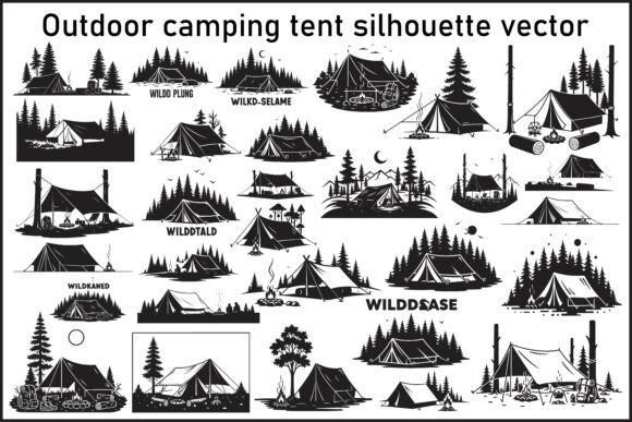 Outdoor Camping Tent Silhouette Vector: Clean Illustrations for Nature-Inspired Blog Graphics