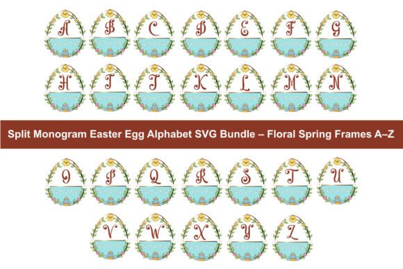 Split Monogram Easter Egg Alphabet SVGs: A Springtime Graphic Design Asset for Branding and Illustrations