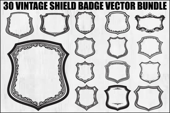 Vintage Shield Badge Vector Bundle: Classic Graphics for Crafters & Illustration Lovers
