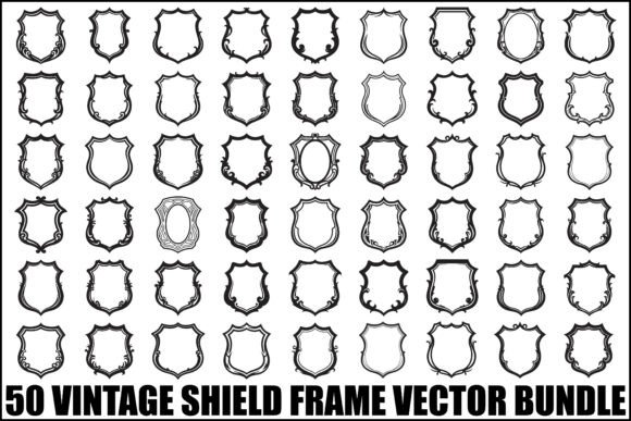 Vintage Shield Frame Graphics & Illustrations for Branding